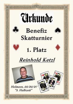 Urkunde 1. Platz: Reinhold Ketzl